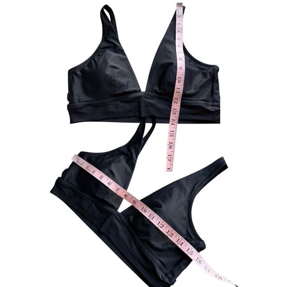 Aerie Plunge Longline Triangle Bikini Top & Sparkle Cheekiest Bikini Bottoms Siz - Picture 10 of 12